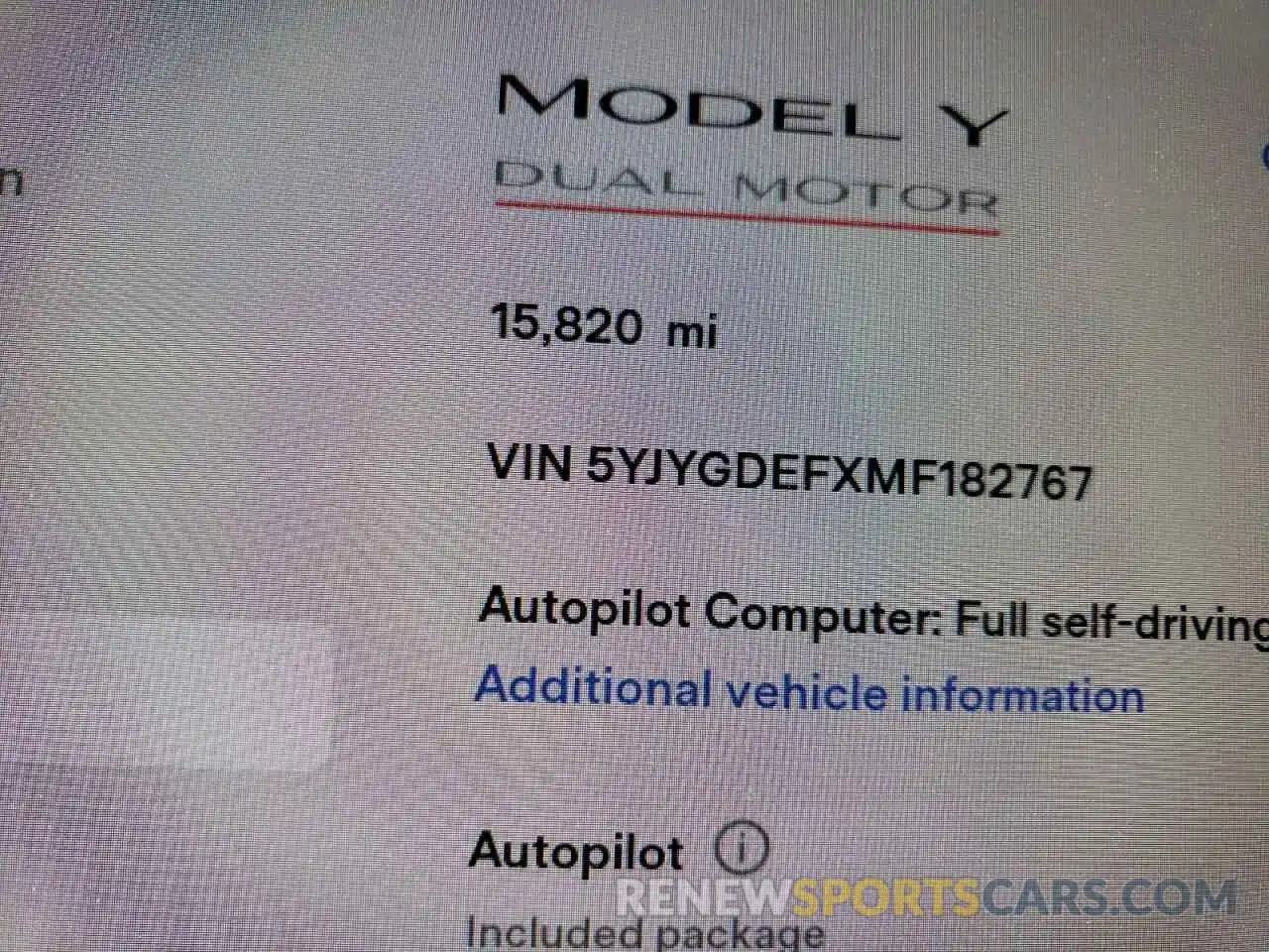 8 Фотография поврежденного автомобиля 5YJYGDEFXMF182767 TESLA MODEL Y 2021