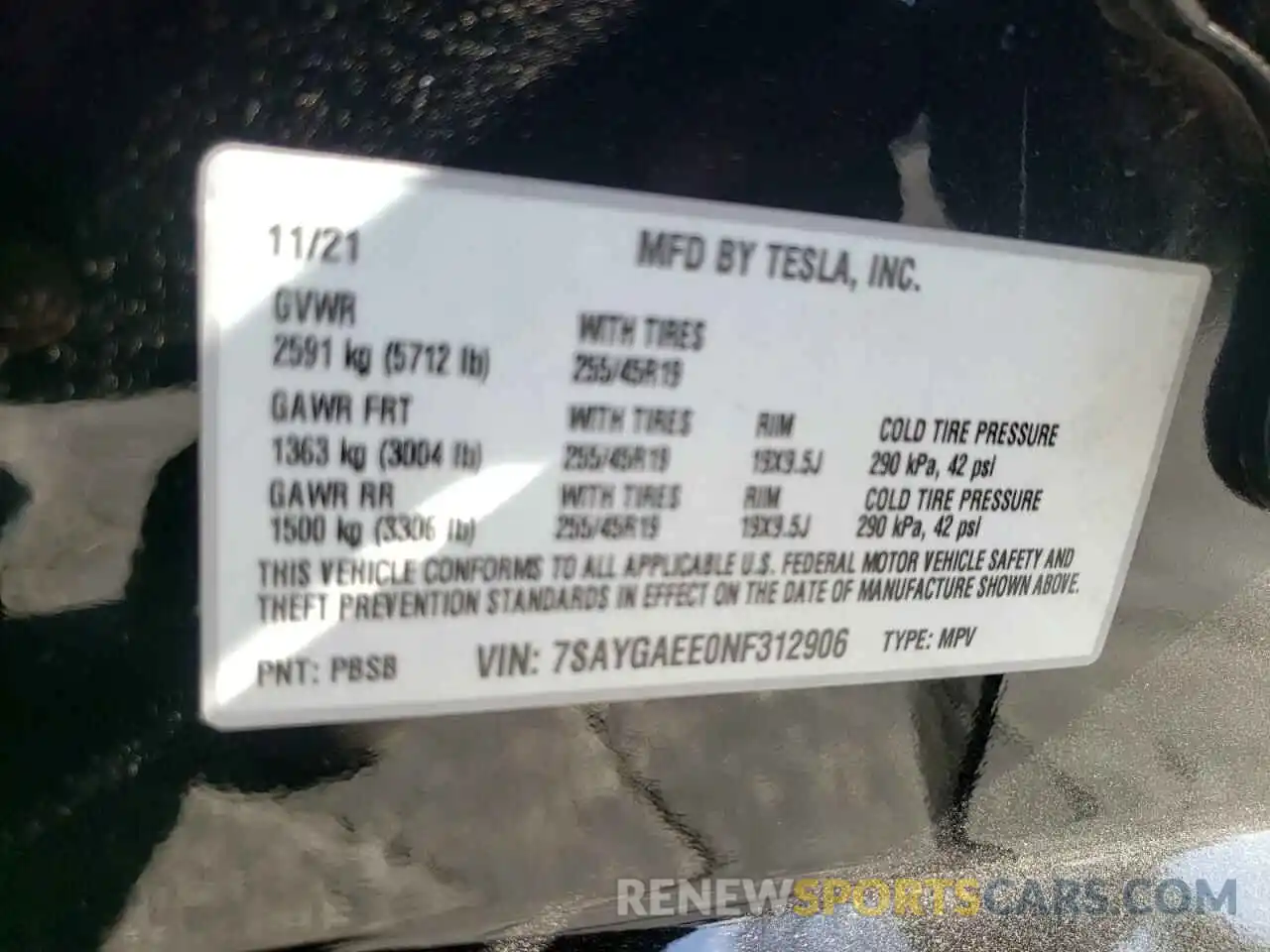 10 Photograph of a damaged car 7SAYGAEE0NF312906 TESLA MODEL Y 2022