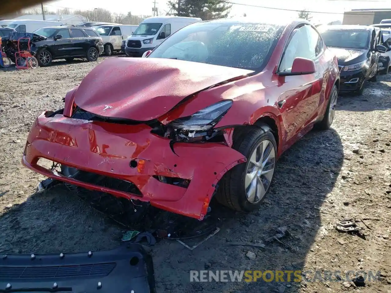 2 Photograph of a damaged car 7SAYGAEE0NF379361 TESLA MODEL Y 2022