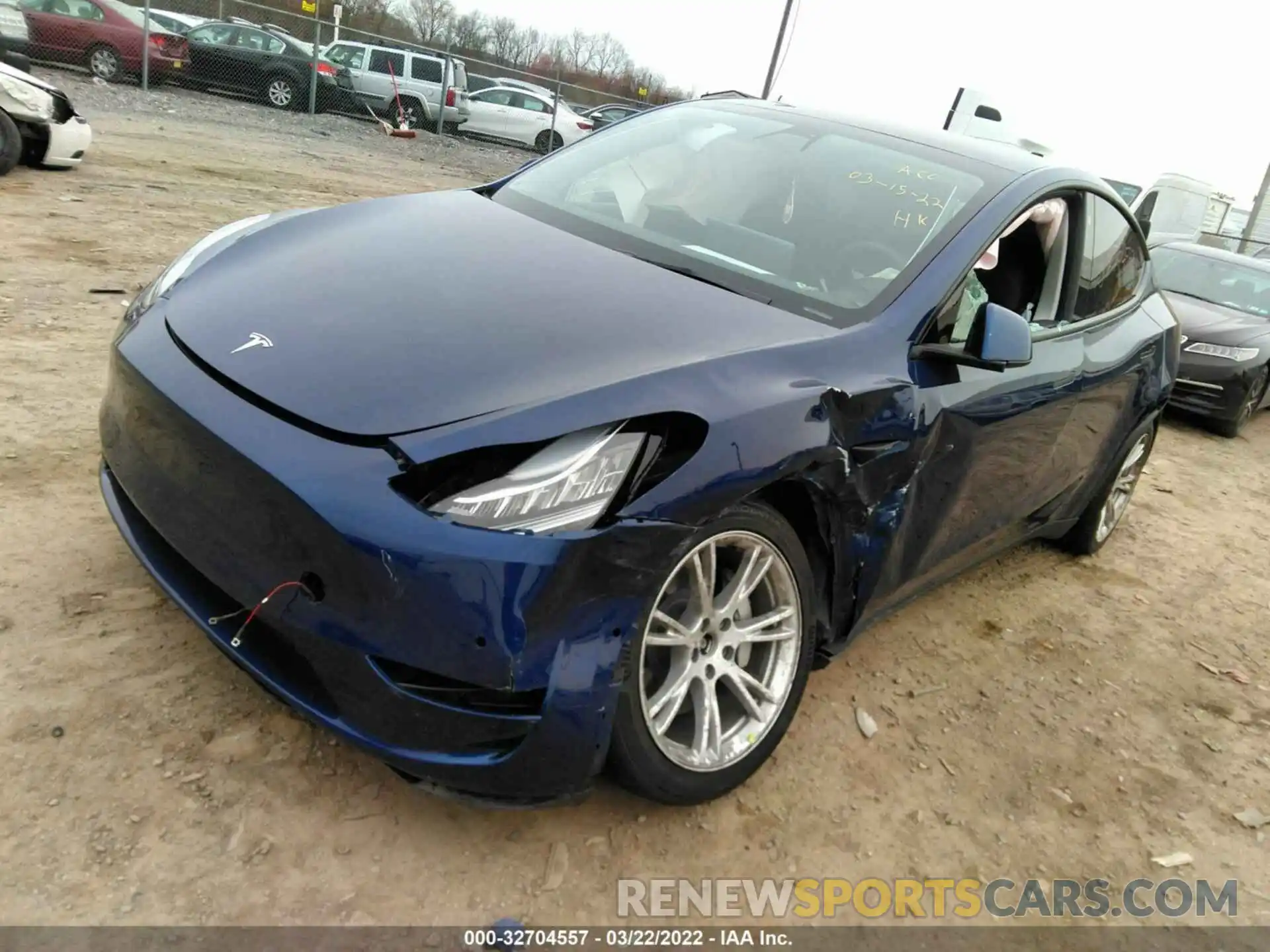 2 Photograph of a damaged car 7SAYGAEE8NF309994 TESLA MODEL Y 2022