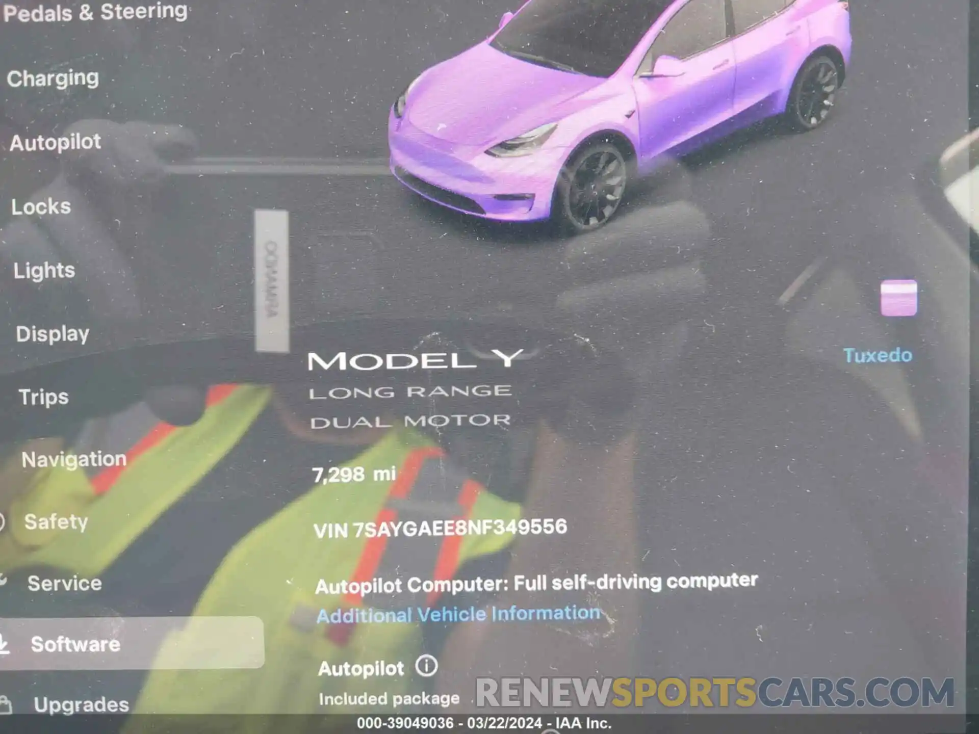 7 Фотография поврежденного автомобиля 7SAYGAEE8NF349556 TESLA MODEL Y 2022