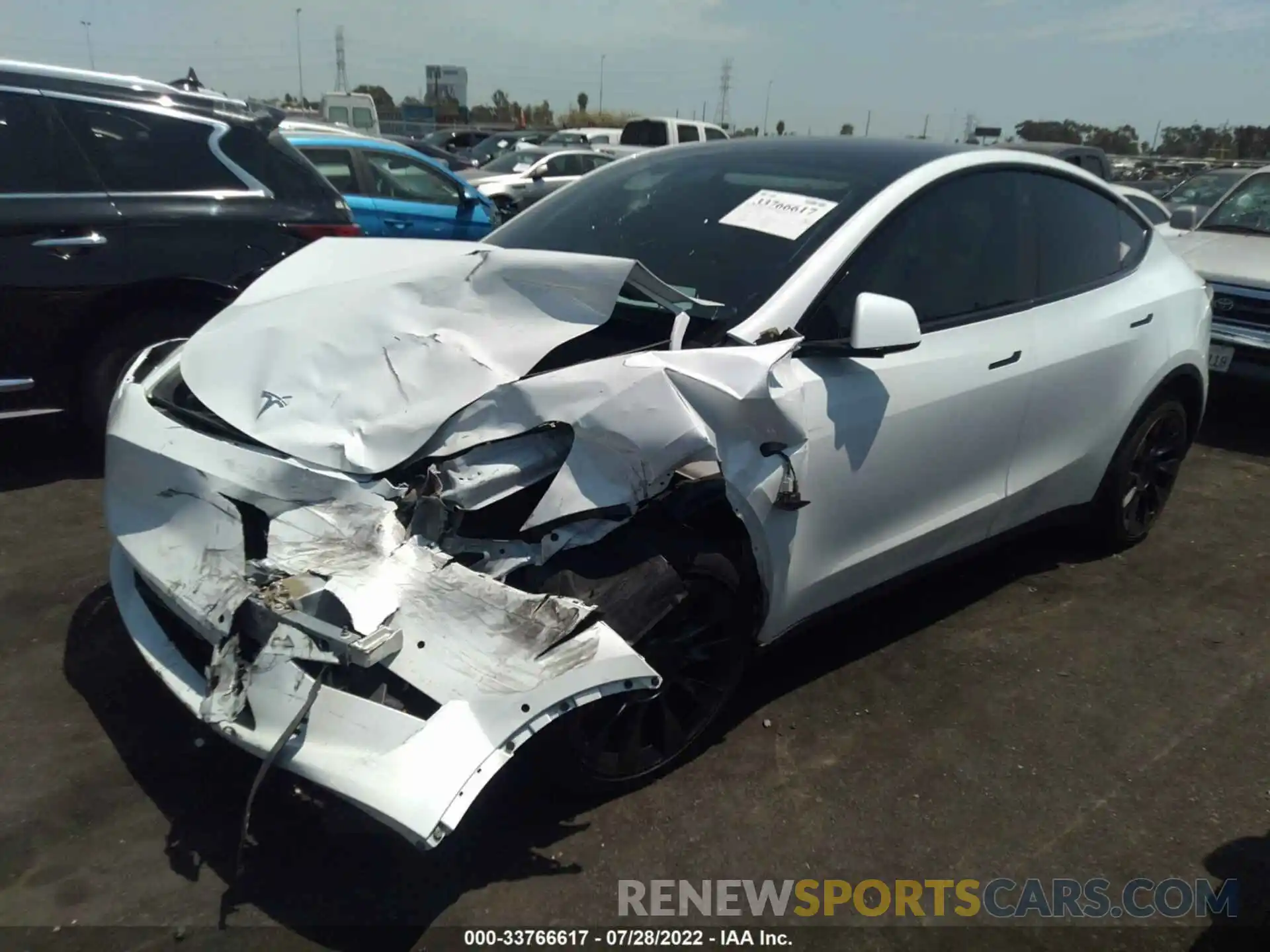 2 Photograph of a damaged car 7SAYGAEE9NF349601 TESLA MODEL Y 2022