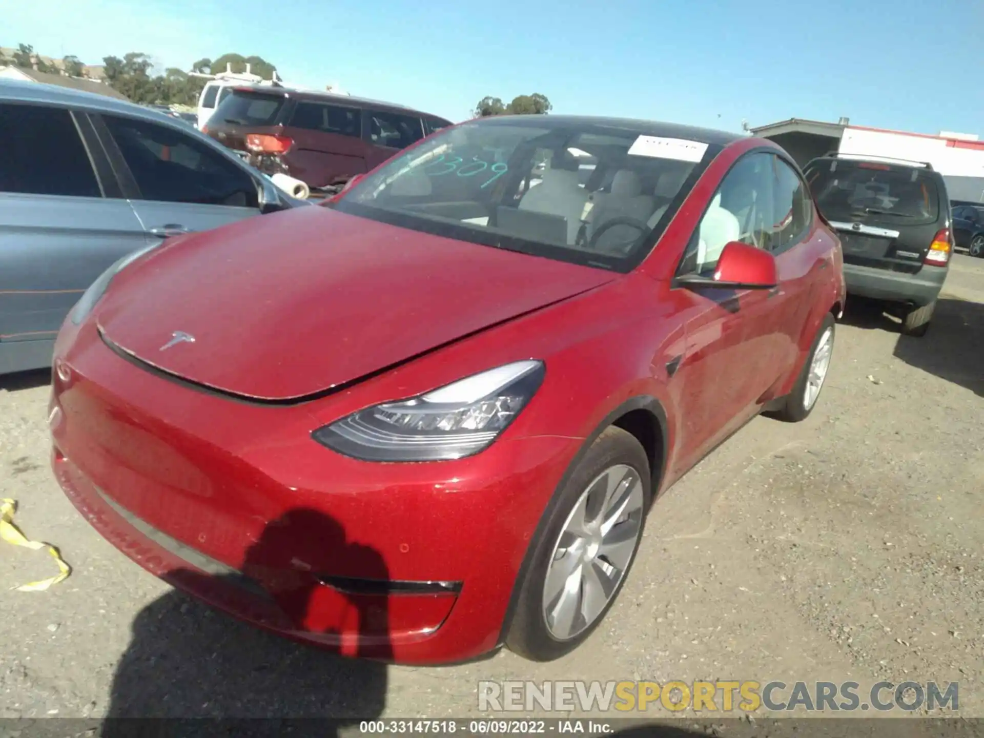 2 Photograph of a damaged car 7SAYGAEE9NF357732 TESLA MODEL Y 2022