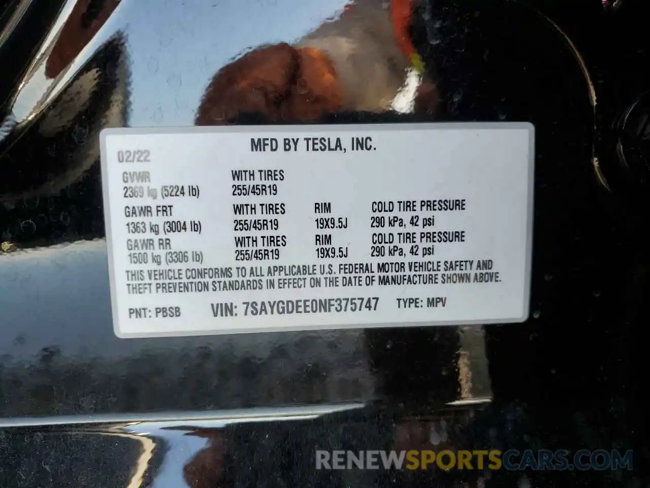 13 Photograph of a damaged car 7SAYGDEE0NF375747 TESLA MODEL Y 2022