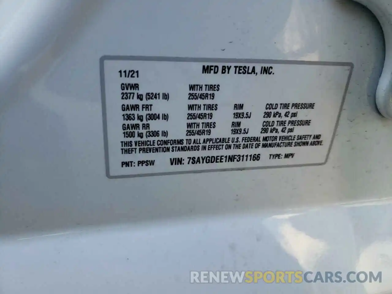 10 Photograph of a damaged car 7SAYGDEE1NF311166 TESLA MODEL Y 2022