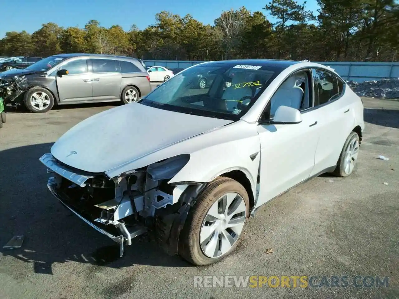 2 Photograph of a damaged car 7SAYGDEE1NF327531 TESLA MODEL Y 2022