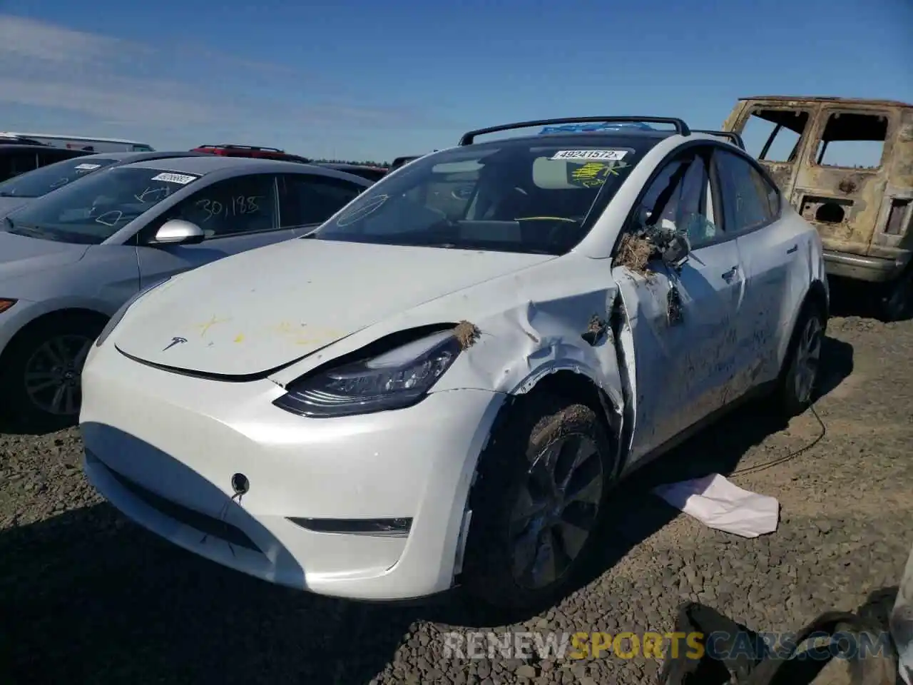 2 Фотография поврежденного автомобиля 7SAYGDEE2NF364975 TESLA MODEL Y 2022