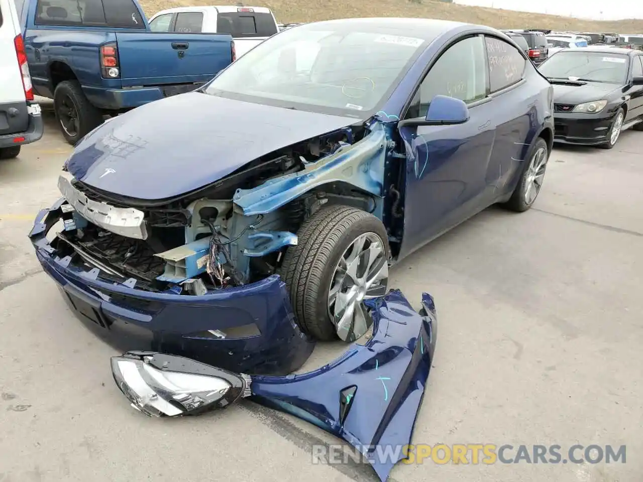 2 Photograph of a damaged car 7SAYGDEE2NF437052 TESLA MODEL Y 2022