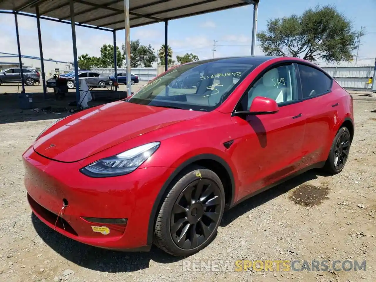 2 Фотография поврежденного автомобиля 7SAYGDEE3NF343777 TESLA MODEL Y 2022