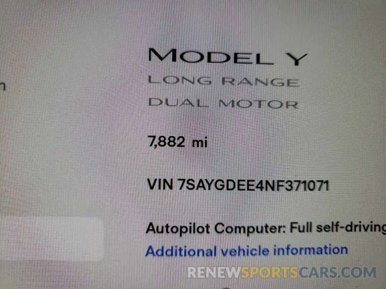 8 Фотография поврежденного автомобиля 7SAYGDEE4NF371071 TESLA MODEL Y 2022