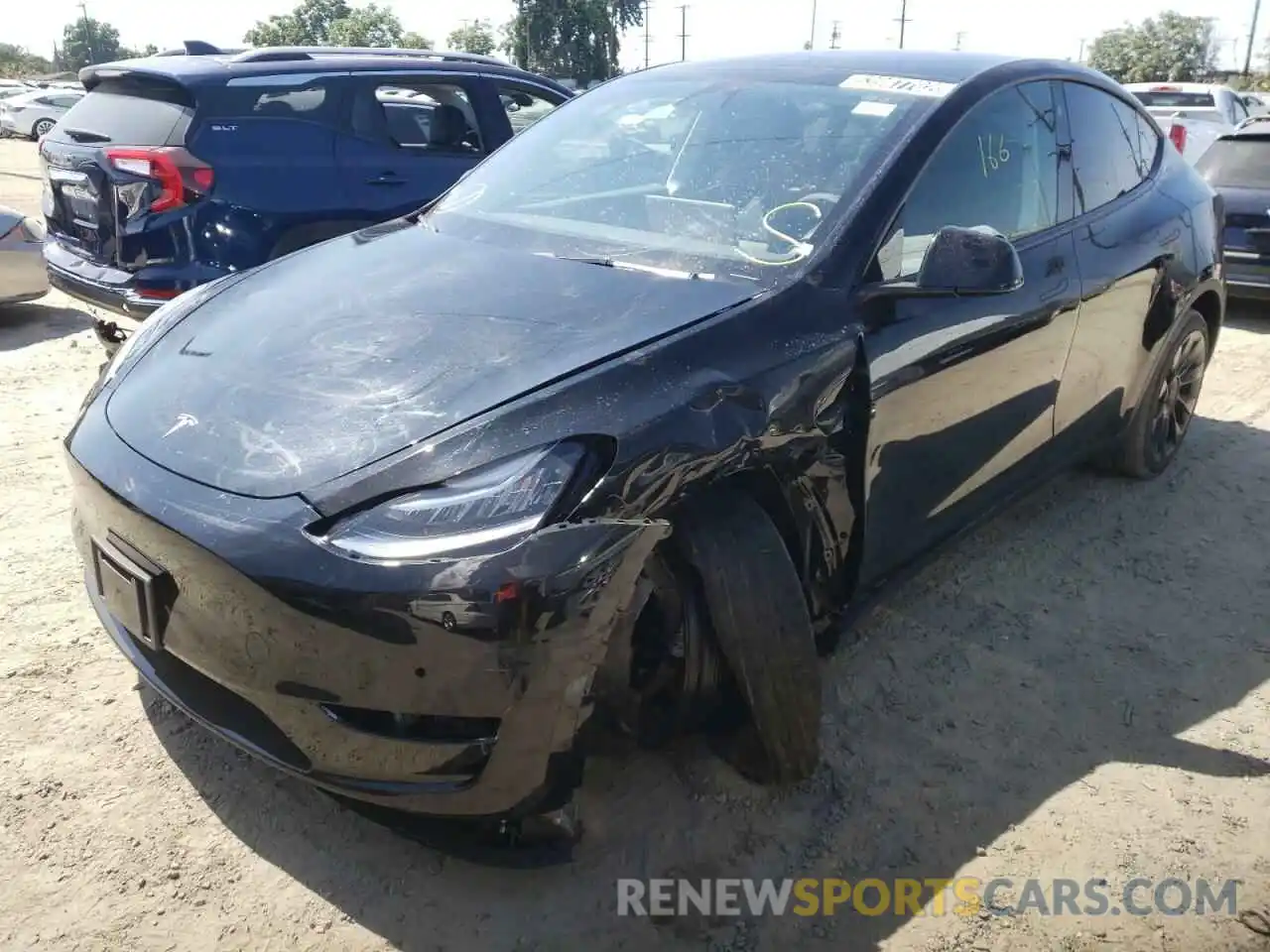 2 Photograph of a damaged car 7SAYGDEE5NF480123 TESLA MODEL Y 2022