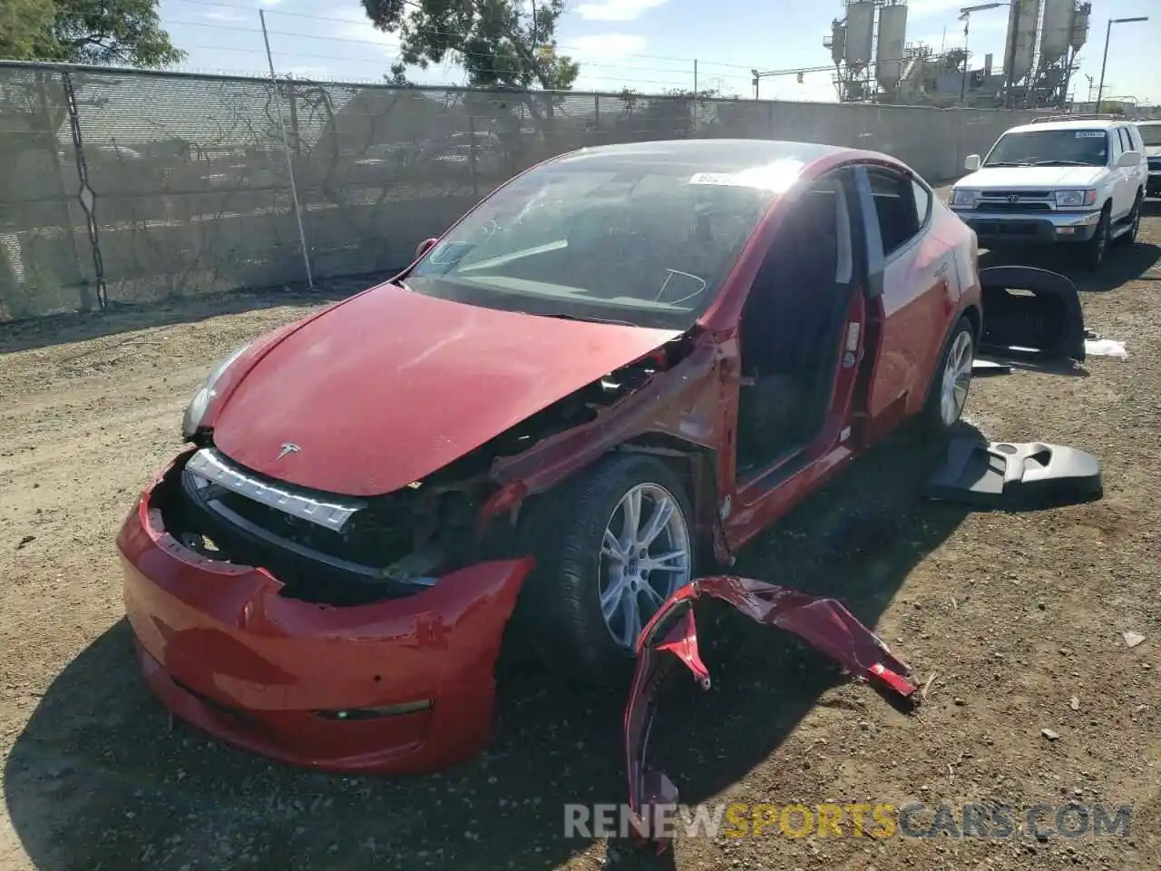 2 Photograph of a damaged car 7SAYGDEE6NF356684 TESLA MODEL Y 2022