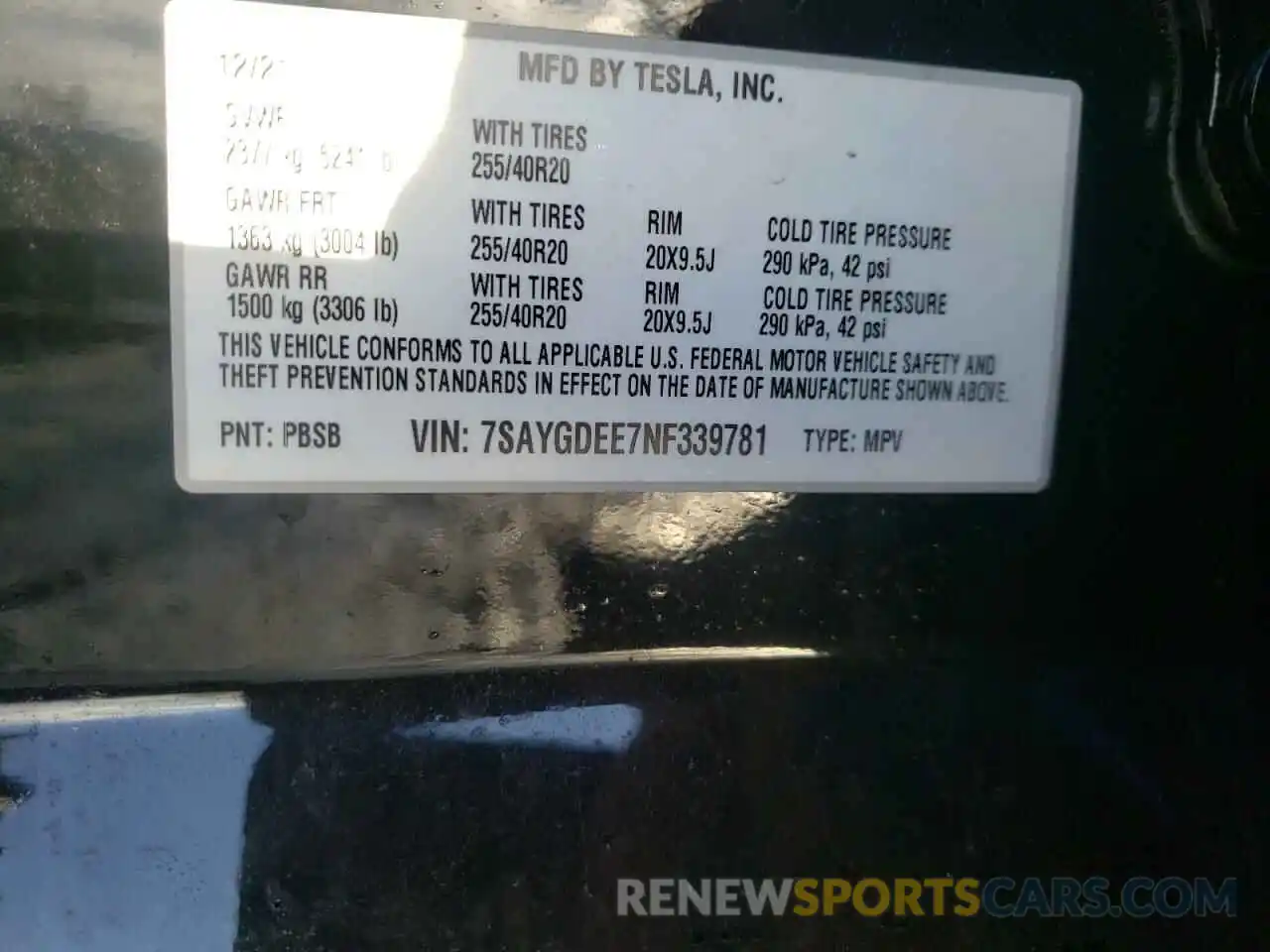 10 Photograph of a damaged car 7SAYGDEE7NF339781 TESLA MODEL Y 2022