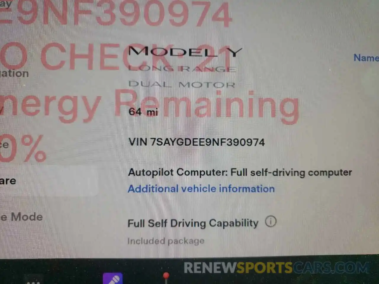 8 Фотография поврежденного автомобиля 7SAYGDEE9NF390974 TESLA MODEL Y 2022