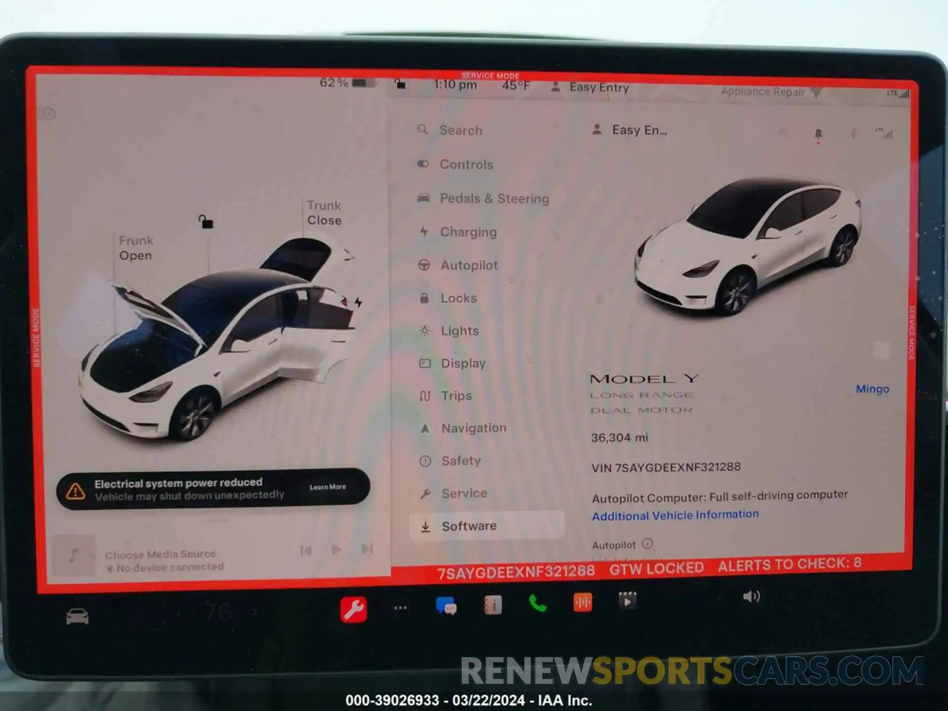 7 Photograph of a damaged car 7SAYGDEEXNF321288 TESLA MODEL Y 2022