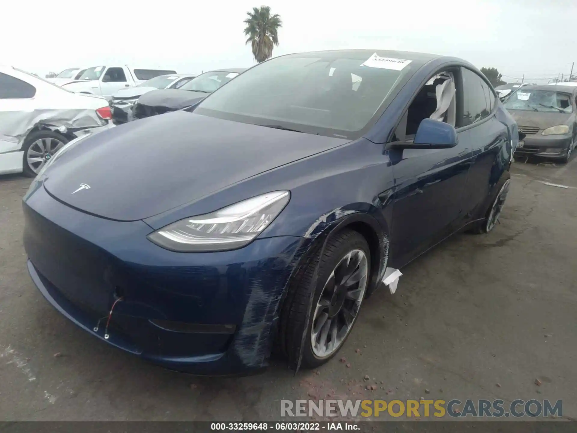 2 Photograph of a damaged car 7SAYGDEEXNF348572 TESLA MODEL Y 2022