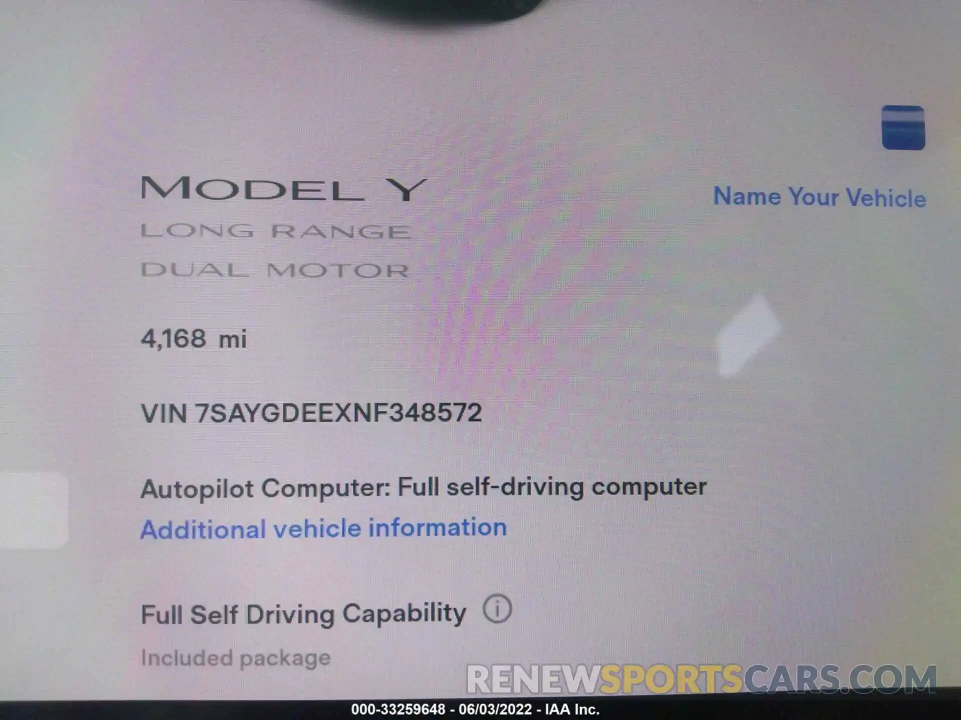 7 Photograph of a damaged car 7SAYGDEEXNF348572 TESLA MODEL Y 2022