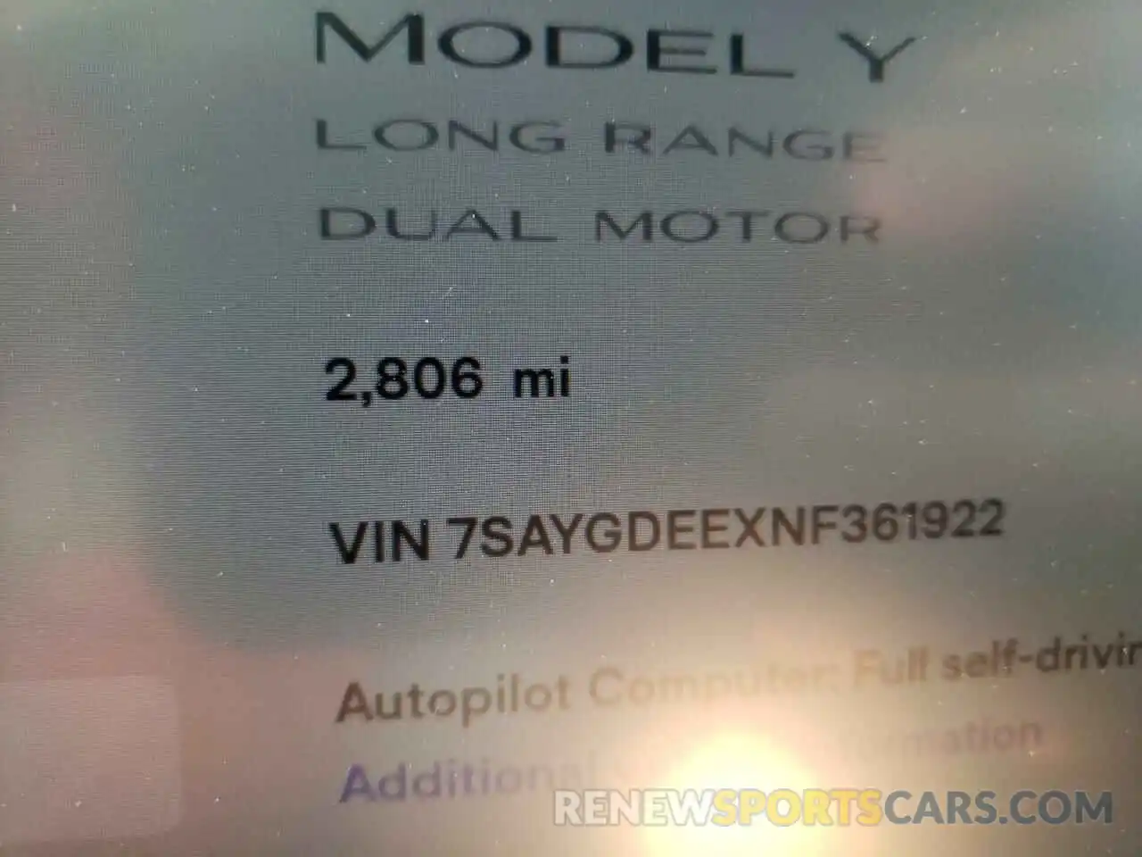 8 Фотография поврежденного автомобиля 7SAYGDEEXNF361922 TESLA MODEL Y 2022