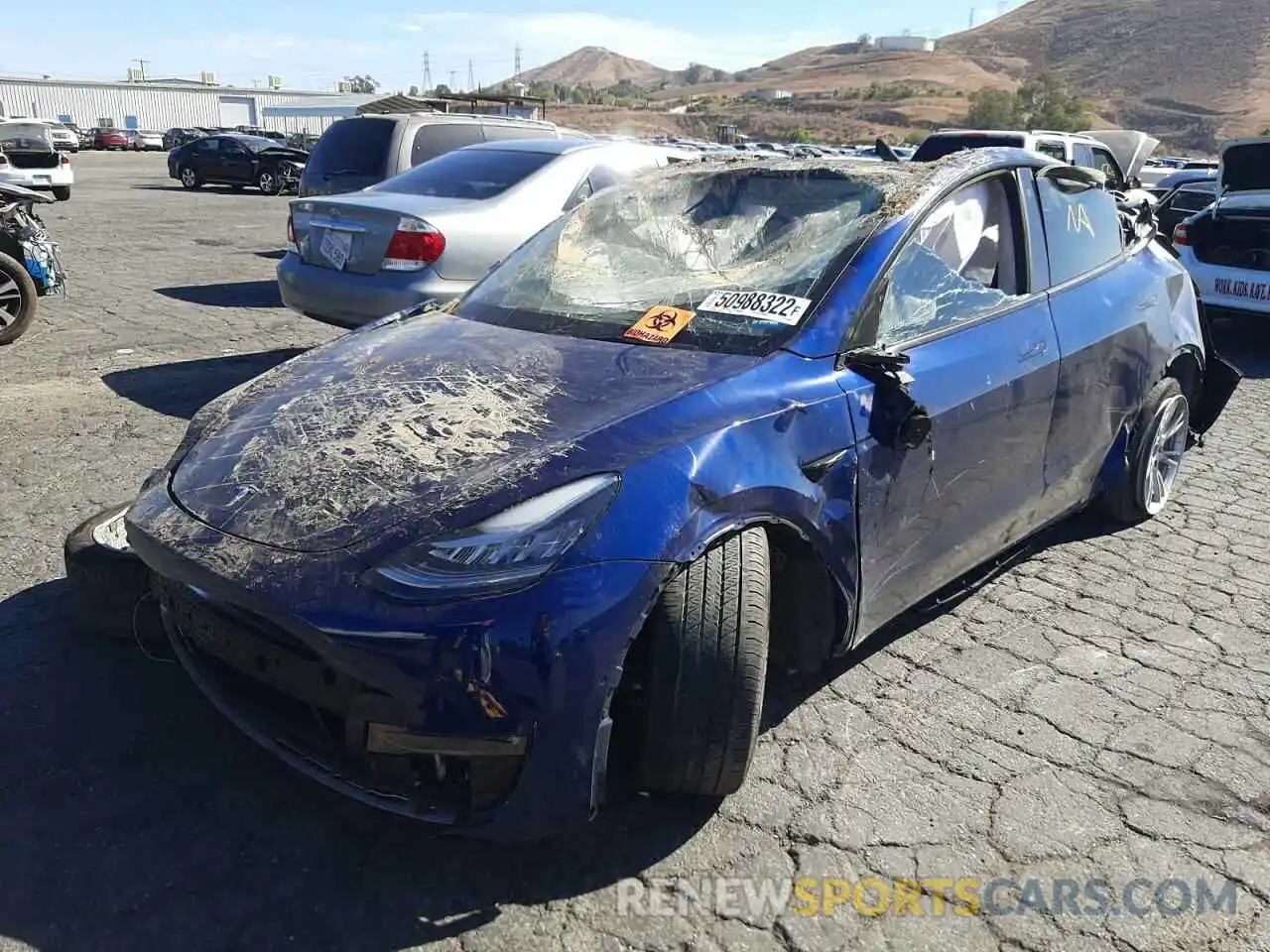 2 Фотография поврежденного автомобиля 7SAYGDEEXNF363394 TESLA MODEL Y 2022