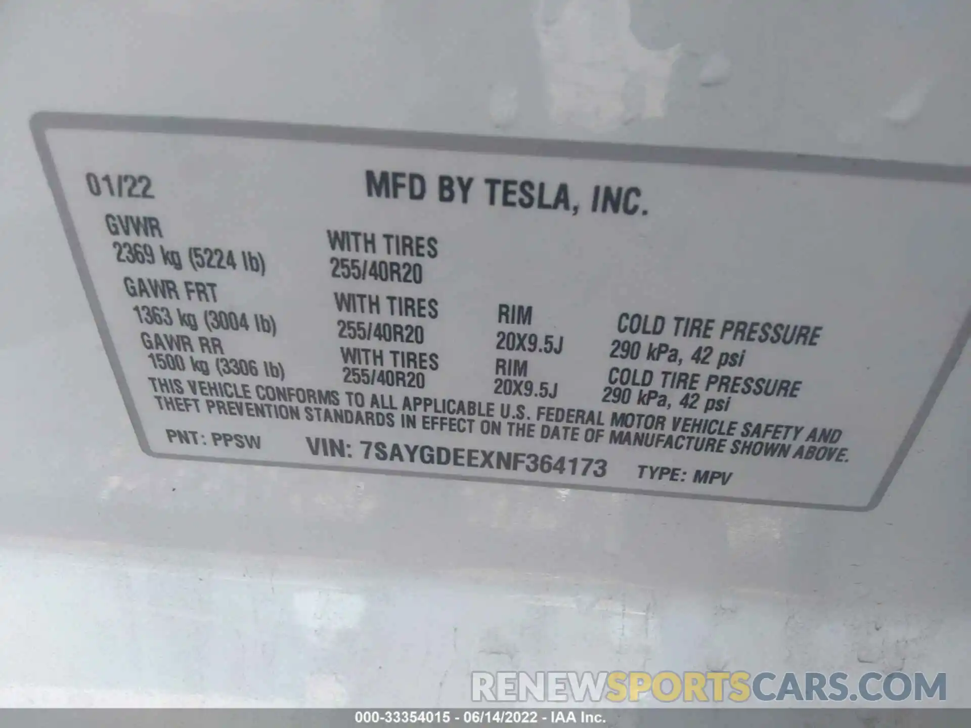 9 Photograph of a damaged car 7SAYGDEEXNF364173 TESLA MODEL Y 2022