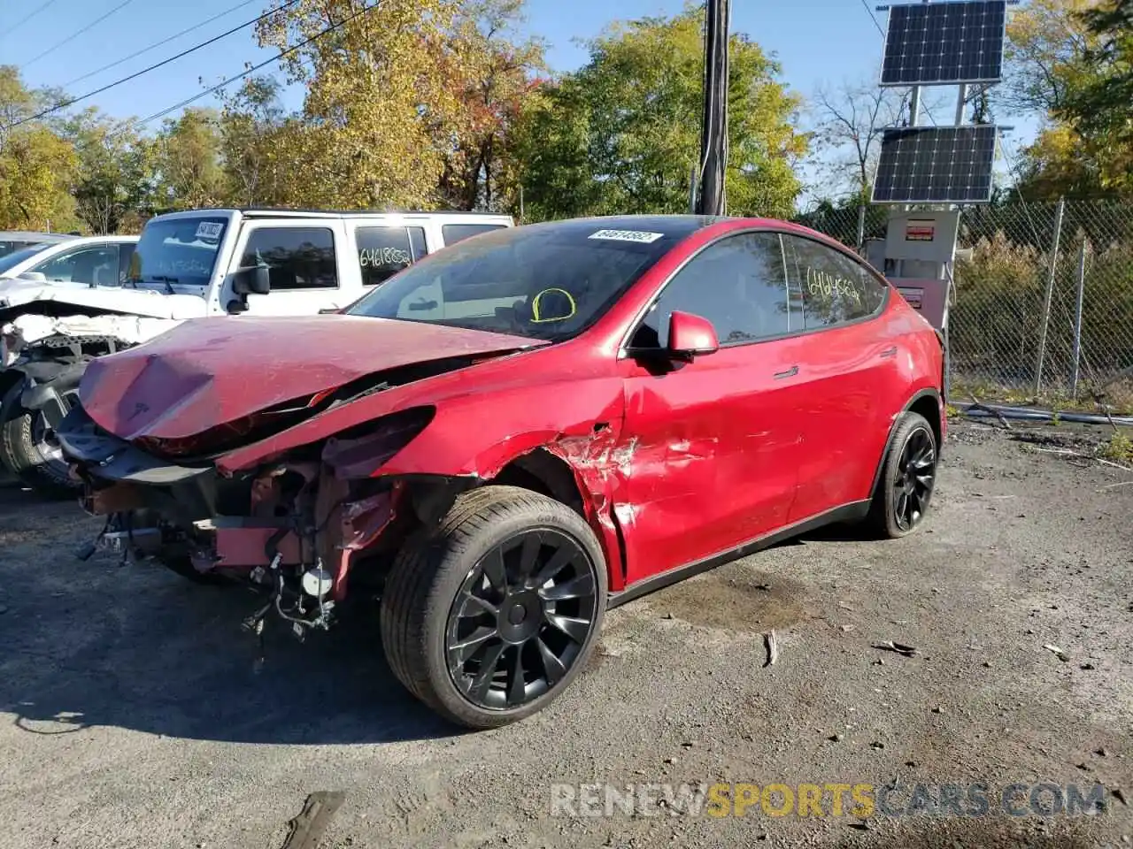 2 Photograph of a damaged car 7SAYGDEEXNF454438 TESLA MODEL Y 2022