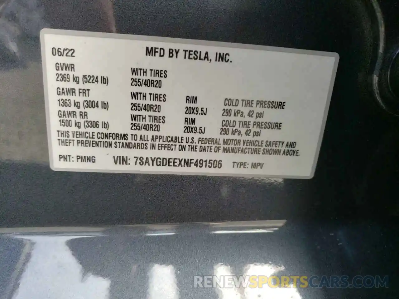 12 Фотография поврежденного автомобиля 7SAYGDEEXNF491506 TESLA MODEL Y 2022