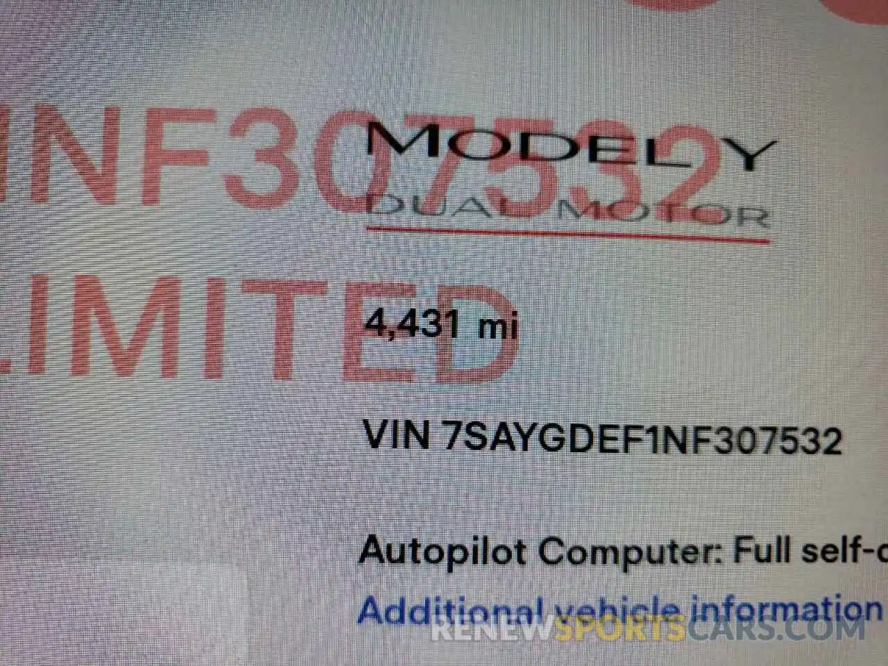 8 Фотография поврежденного автомобиля 7SAYGDEF1NF307532 TESLA MODEL Y 2022