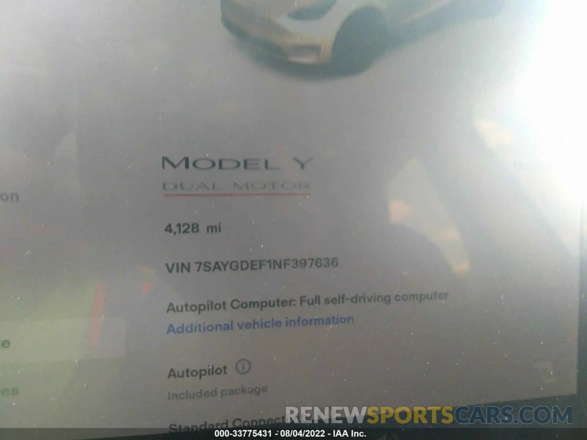 7 Фотография поврежденного автомобиля 7SAYGDEF1NF397636 TESLA MODEL Y 2022