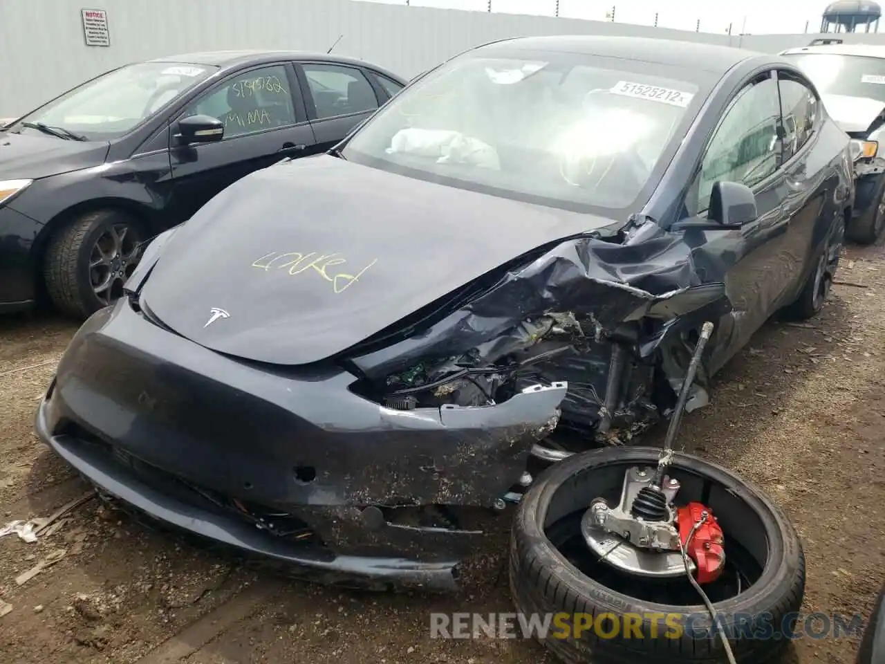 2 Photograph of a damaged car 7SAYGDEF1NF453560 TESLA MODEL Y 2022