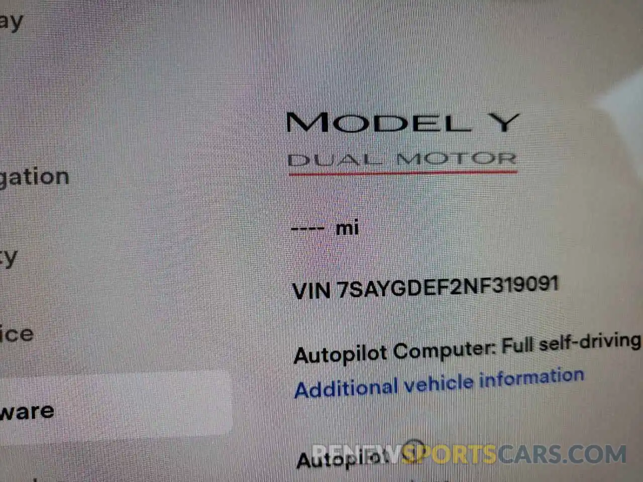 8 Фотография поврежденного автомобиля 7SAYGDEF2NF319091 TESLA MODEL Y 2022