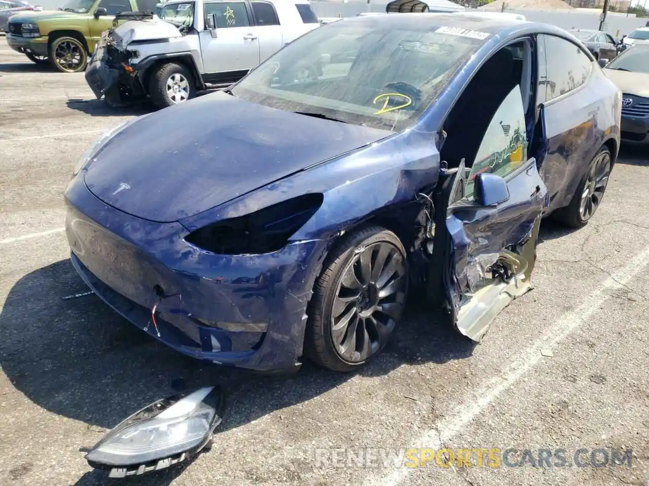 2 Photograph of a damaged car 7SAYGDEF2NF358604 TESLA MODEL Y 2022