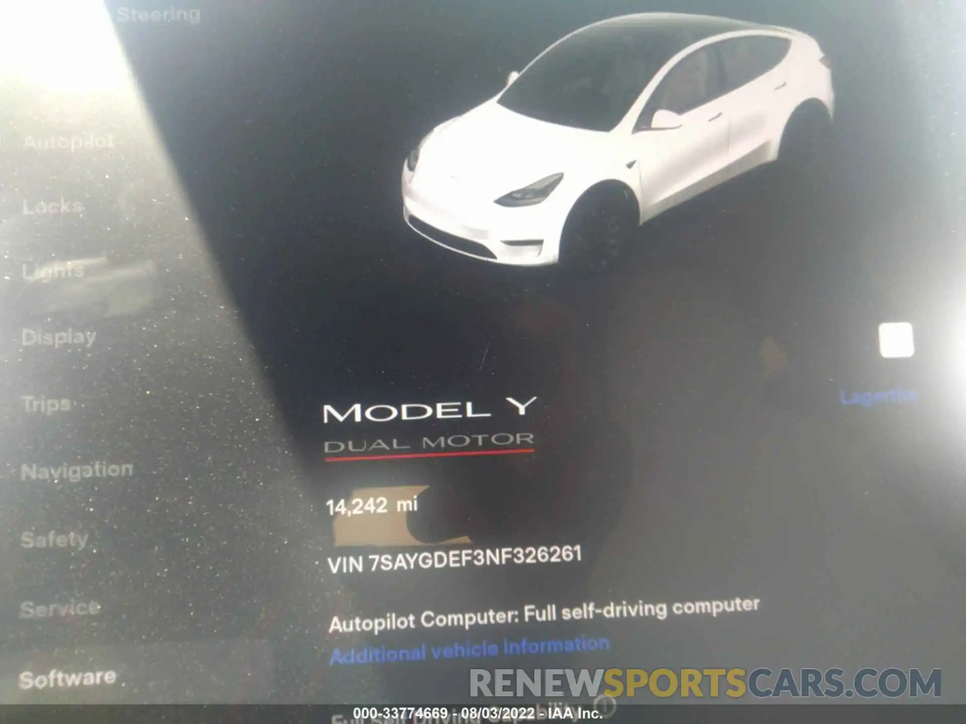 7 Photograph of a damaged car 7SAYGDEF3NF326261 TESLA MODEL Y 2022