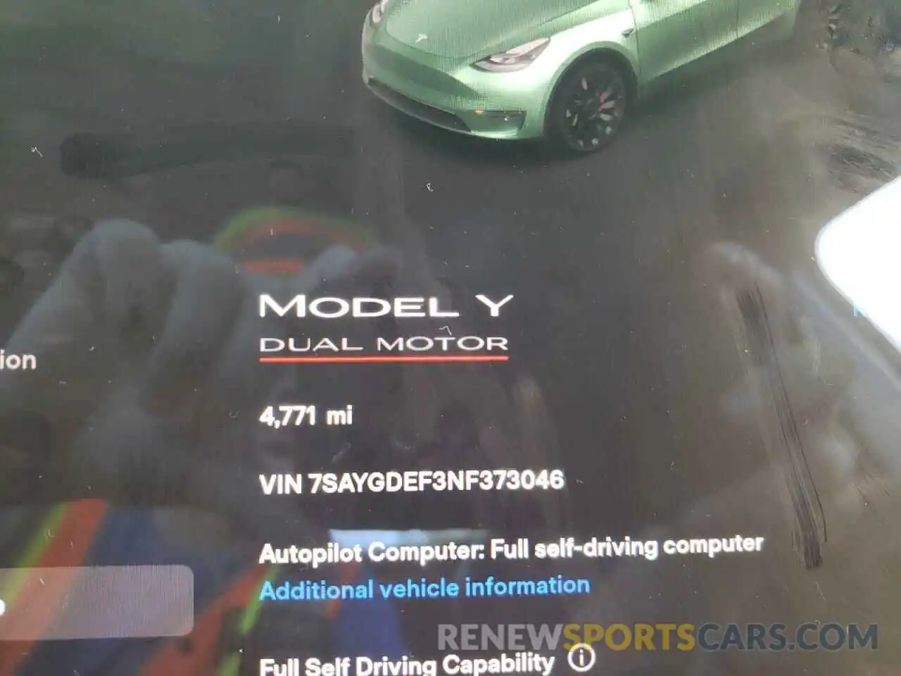 8 Фотография поврежденного автомобиля 7SAYGDEF3NF373046 TESLA MODEL Y 2022