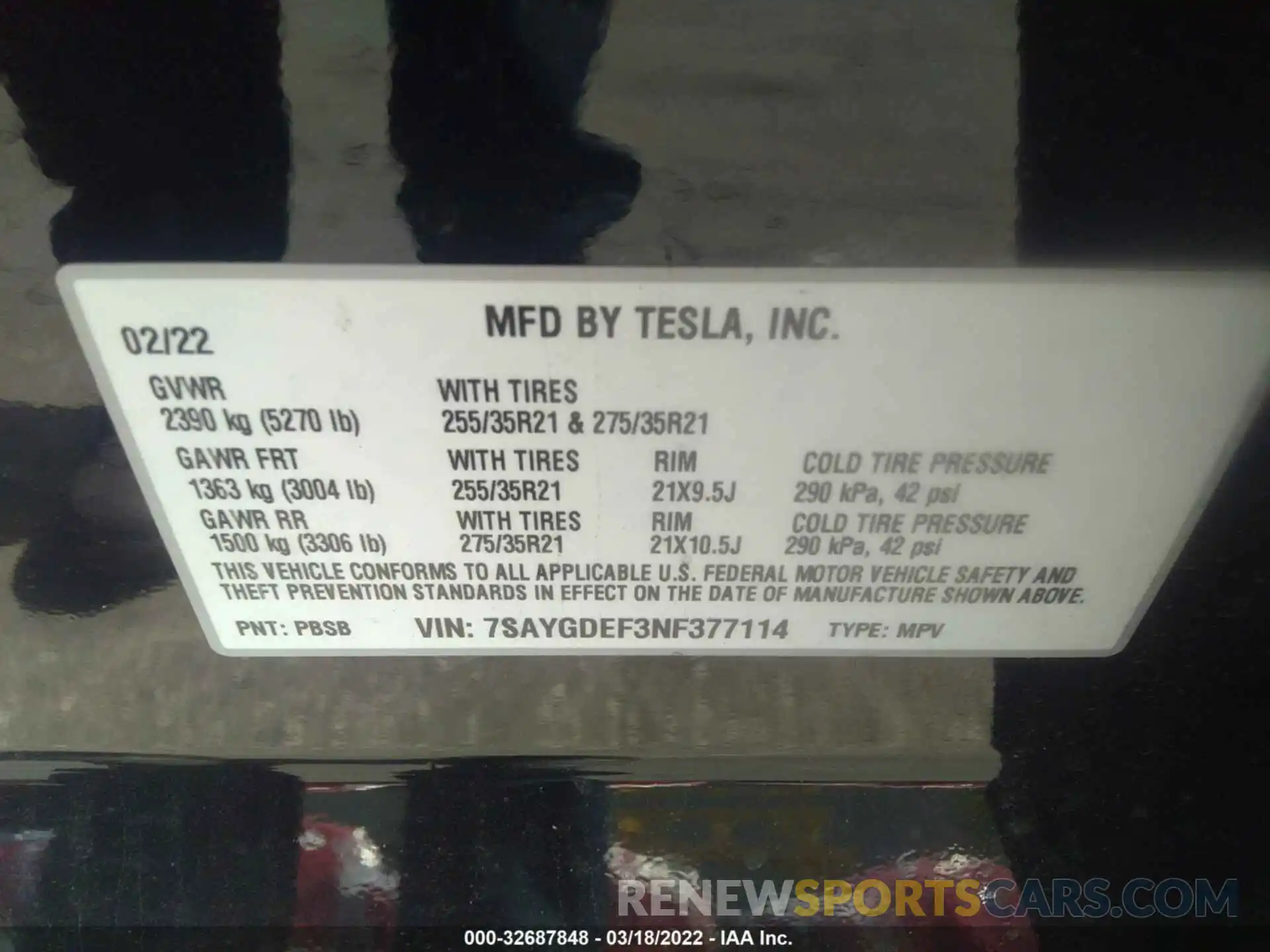 9 Photograph of a damaged car 7SAYGDEF3NF377114 TESLA MODEL Y 2022