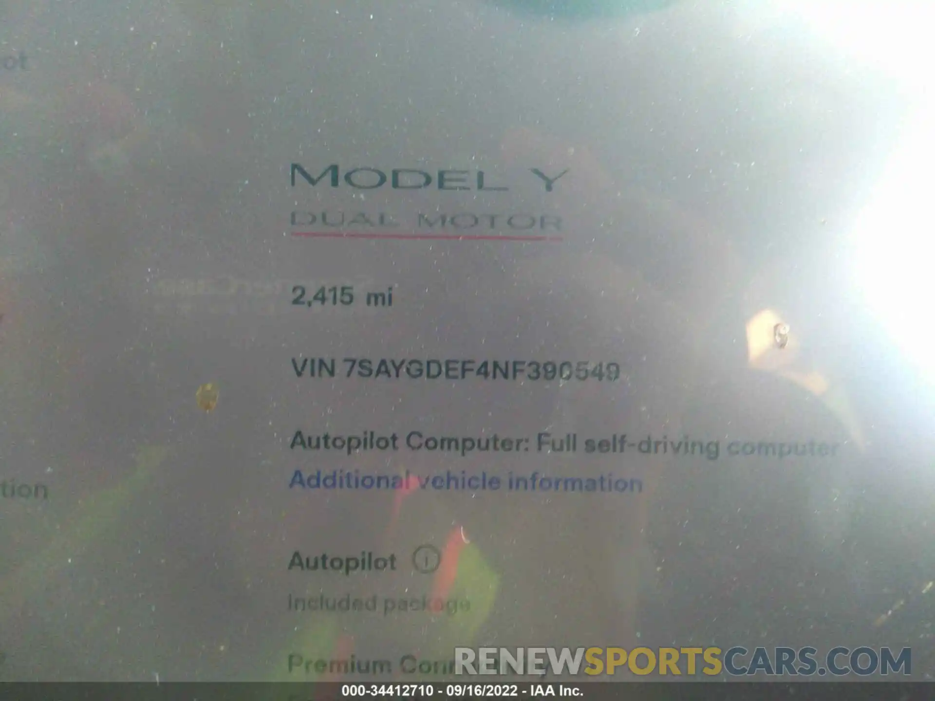 7 Photograph of a damaged car 7SAYGDEF4NF390549 TESLA MODEL Y 2022