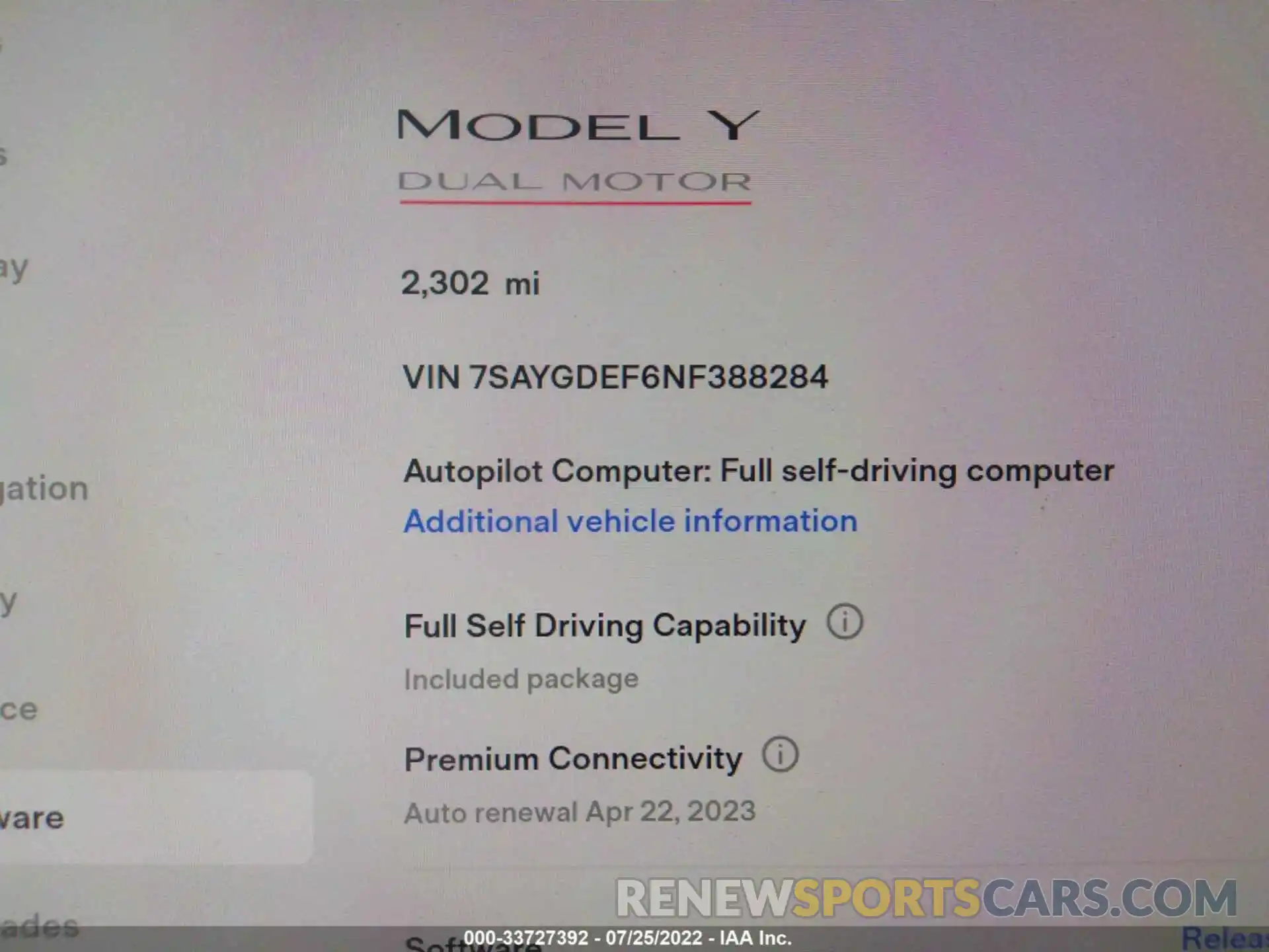 9 Фотография поврежденного автомобиля 7SAYGDEF6NF388284 TESLA MODEL Y 2022