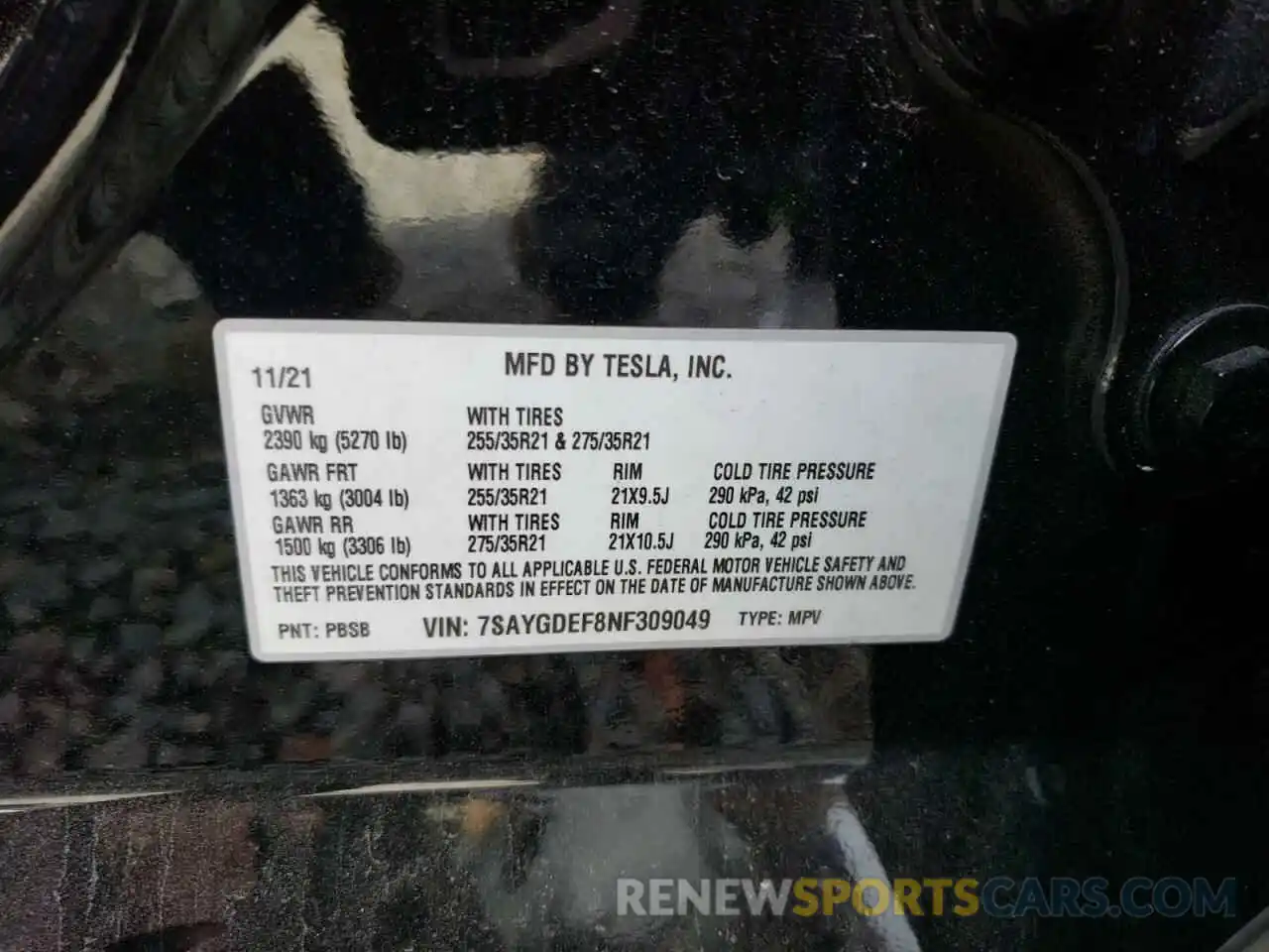 14 Photograph of a damaged car 7SAYGDEF8NF309049 TESLA MODEL Y 2022