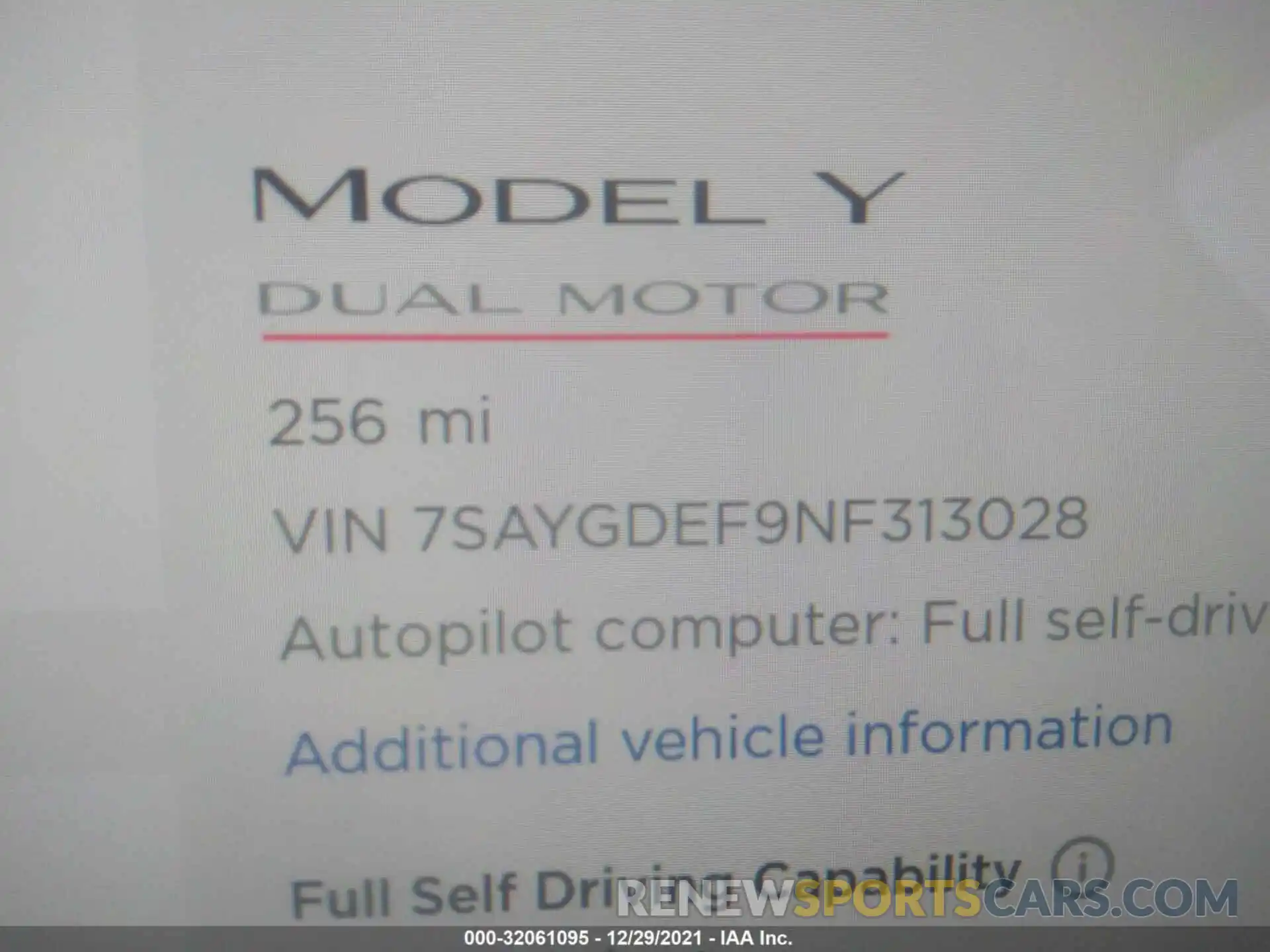 7 Фотография поврежденного автомобиля 7SAYGDEF9NF313028 TESLA MODEL Y 2022