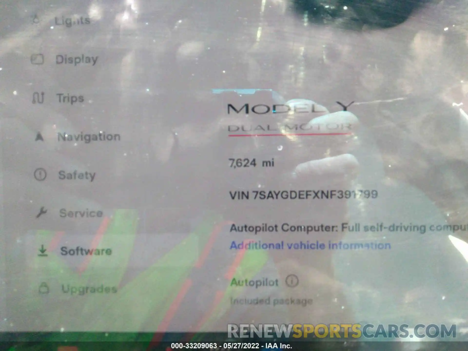 7 Photograph of a damaged car 7SAYGDEFXNF391799 TESLA MODEL Y 2022