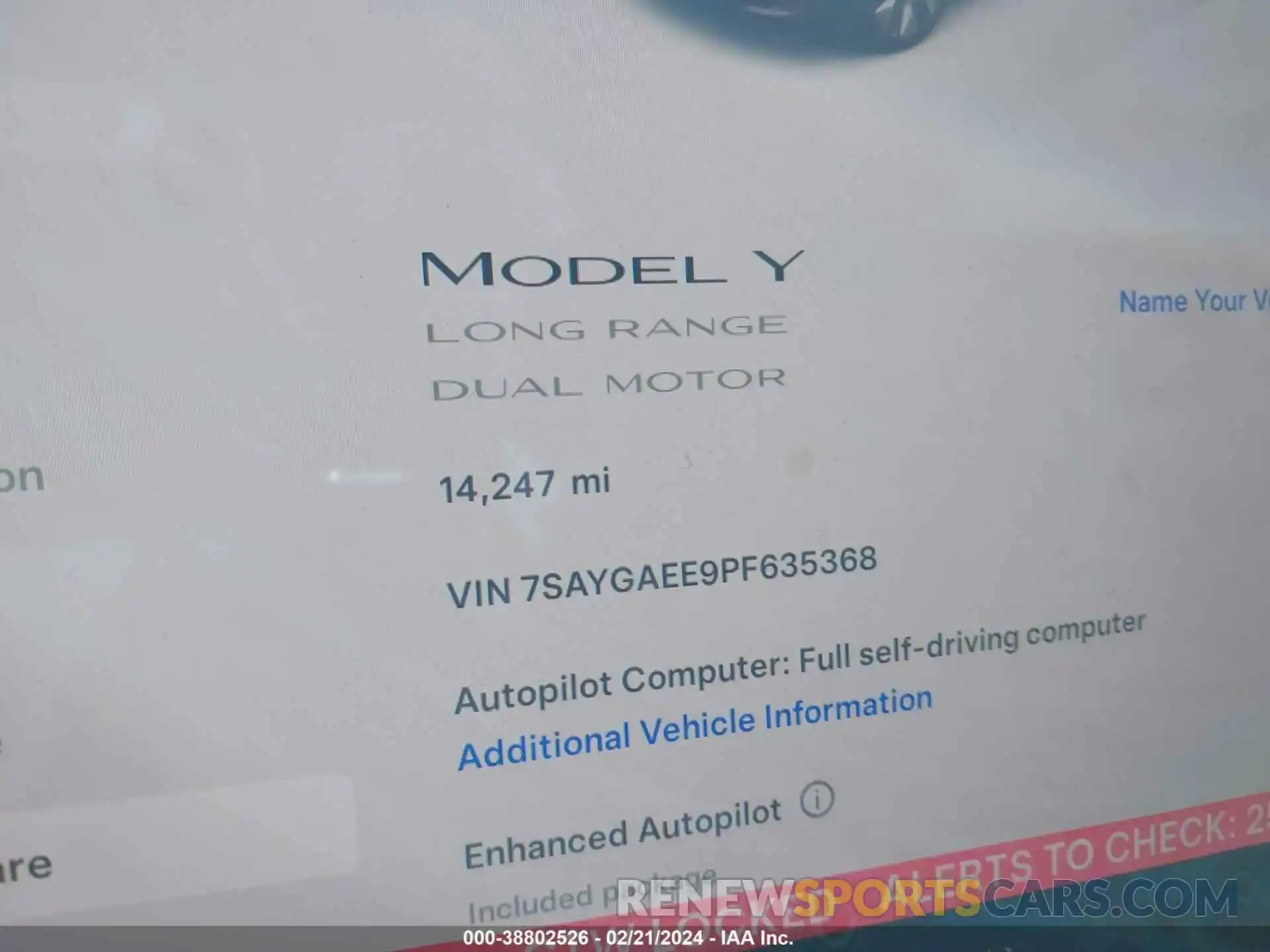 15 Фотография поврежденного автомобиля 7SAYGAEE9PF635368 TESLA MODEL Y 2023