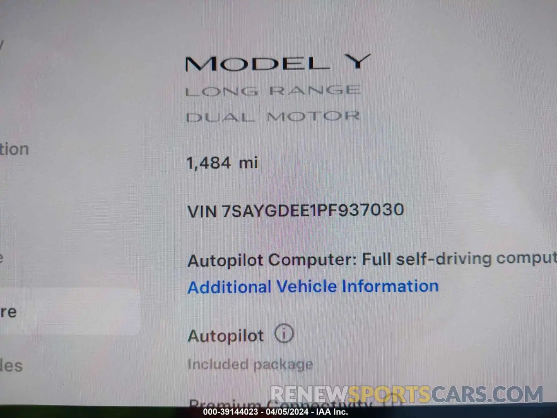 14 Photograph of a damaged car 7SAYGDEE1PF937030 TESLA MODEL Y 2023