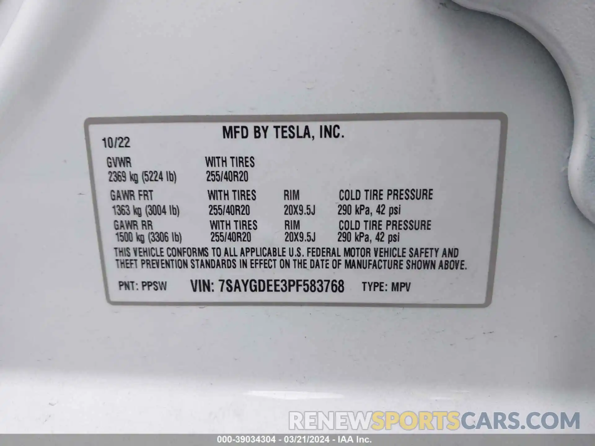 9 Фотография поврежденного автомобиля 7SAYGDEE3PF583768 TESLA MODEL Y 2023