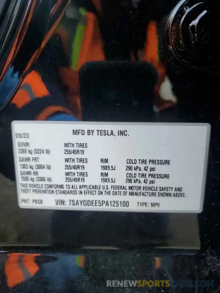 12 Фотография поврежденного автомобиля 7SAYGDEE5PA125100 TESLA MODEL Y 2023