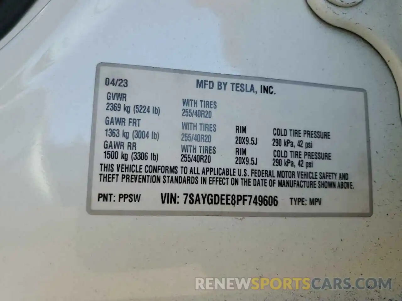 12 Фотография поврежденного автомобиля 7SAYGDEE8PF749606 TESLA MODEL Y 2023