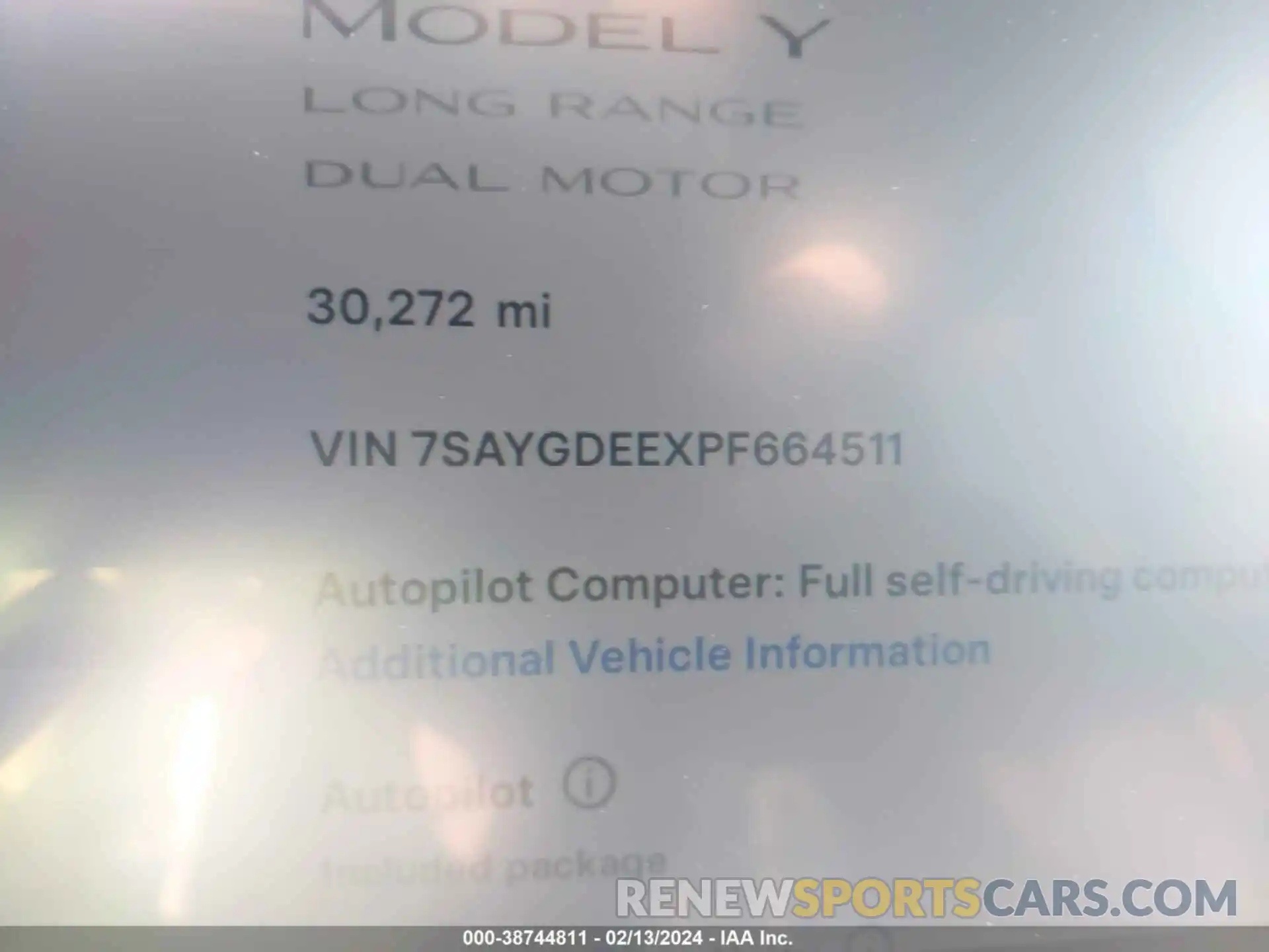 7 Фотография поврежденного автомобиля 7SAYGDEEXPF664511 TESLA MODEL Y 2023