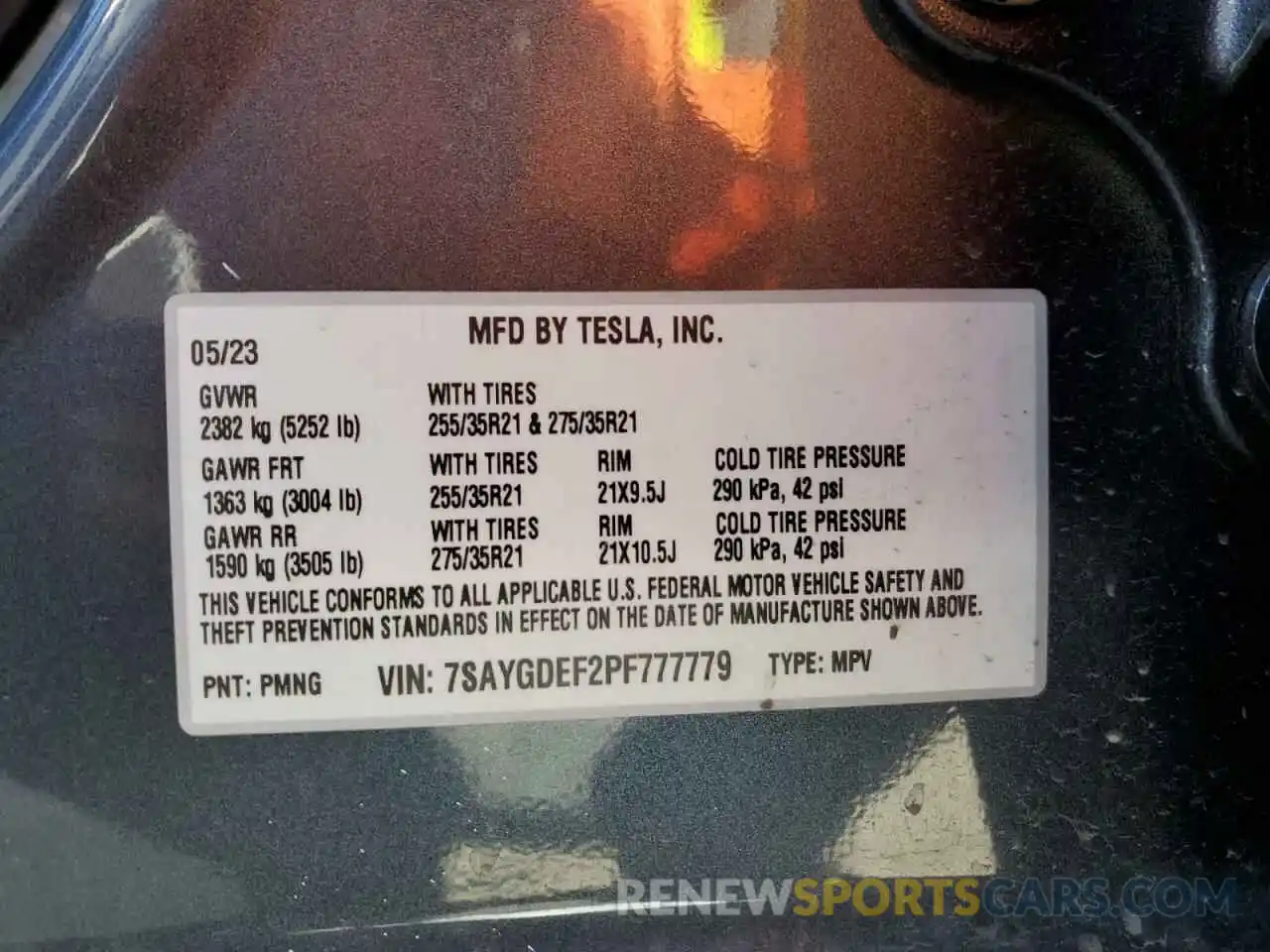 13 Photograph of a damaged car 7SAYGDEF2PF777779 TESLA MODEL Y 2023