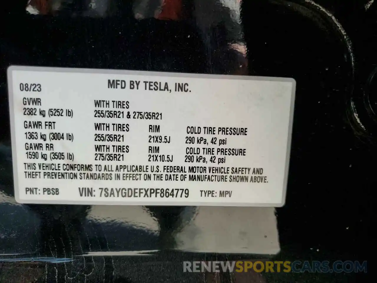 13 Photograph of a damaged car 7SAYGDEFXPF864779 TESLA MODEL Y 2023