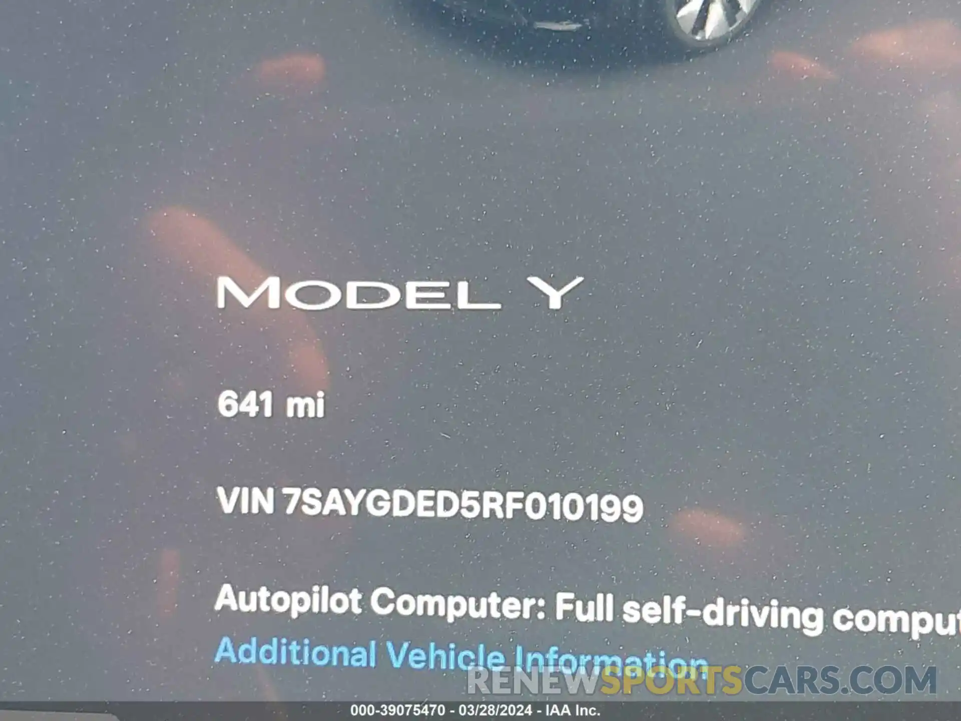 15 Photograph of a damaged car 7SAYGDED5RF010199 TESLA MODEL Y 2024