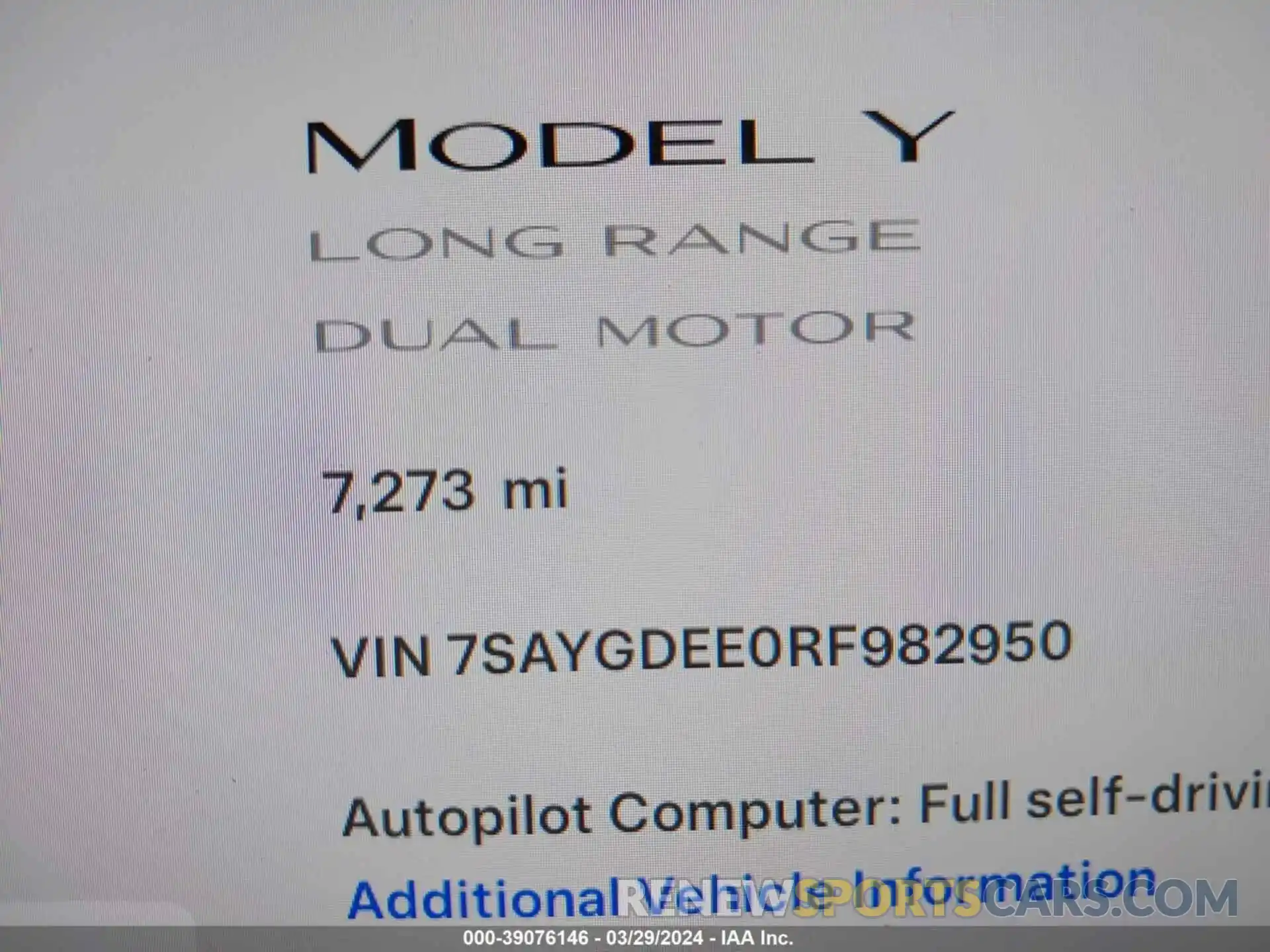 16 Фотография поврежденного автомобиля 7SAYGDEE0RF982950 TESLA MODEL Y 2024