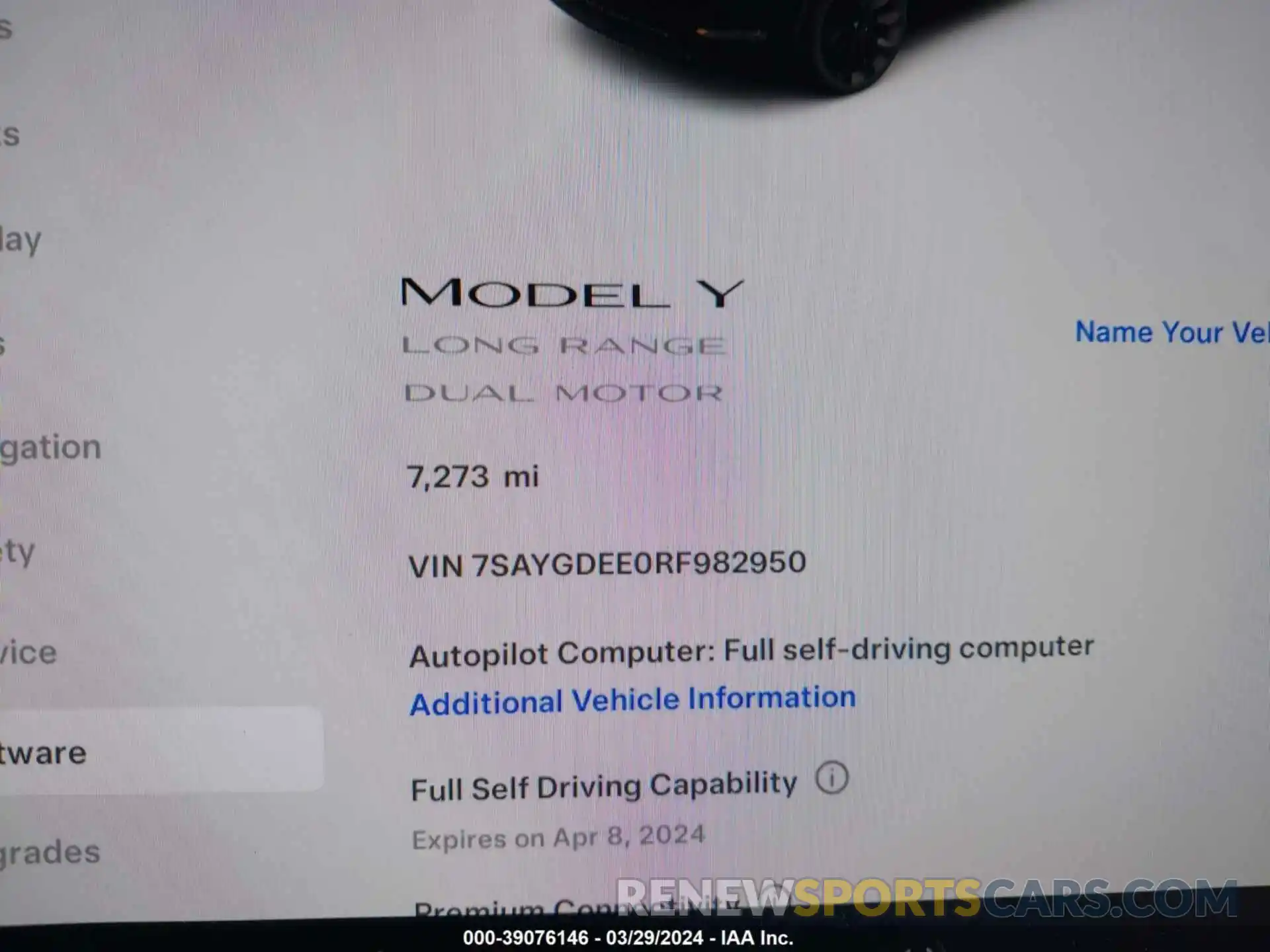 7 Фотография поврежденного автомобиля 7SAYGDEE0RF982950 TESLA MODEL Y 2024